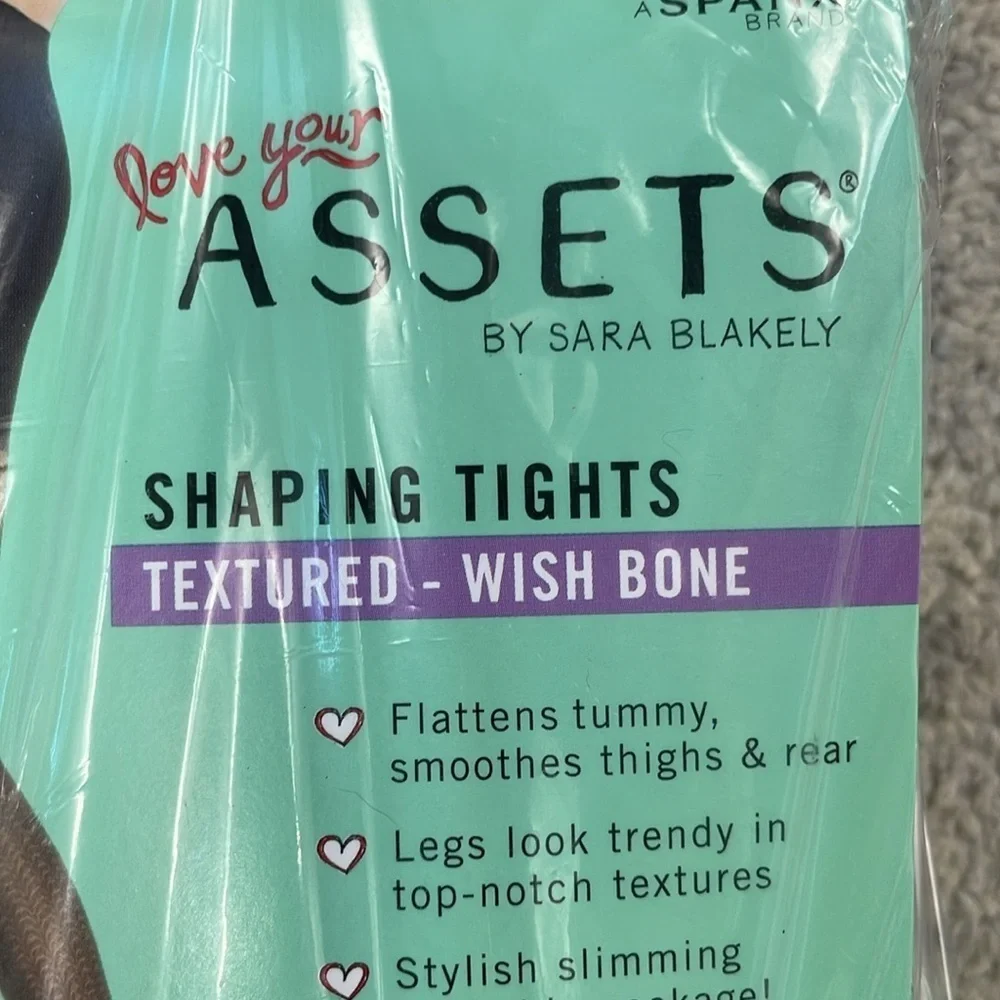 Spanx Assets Shaping Tights Textured Wish Bone Slimming Smoothing Black Sz 2